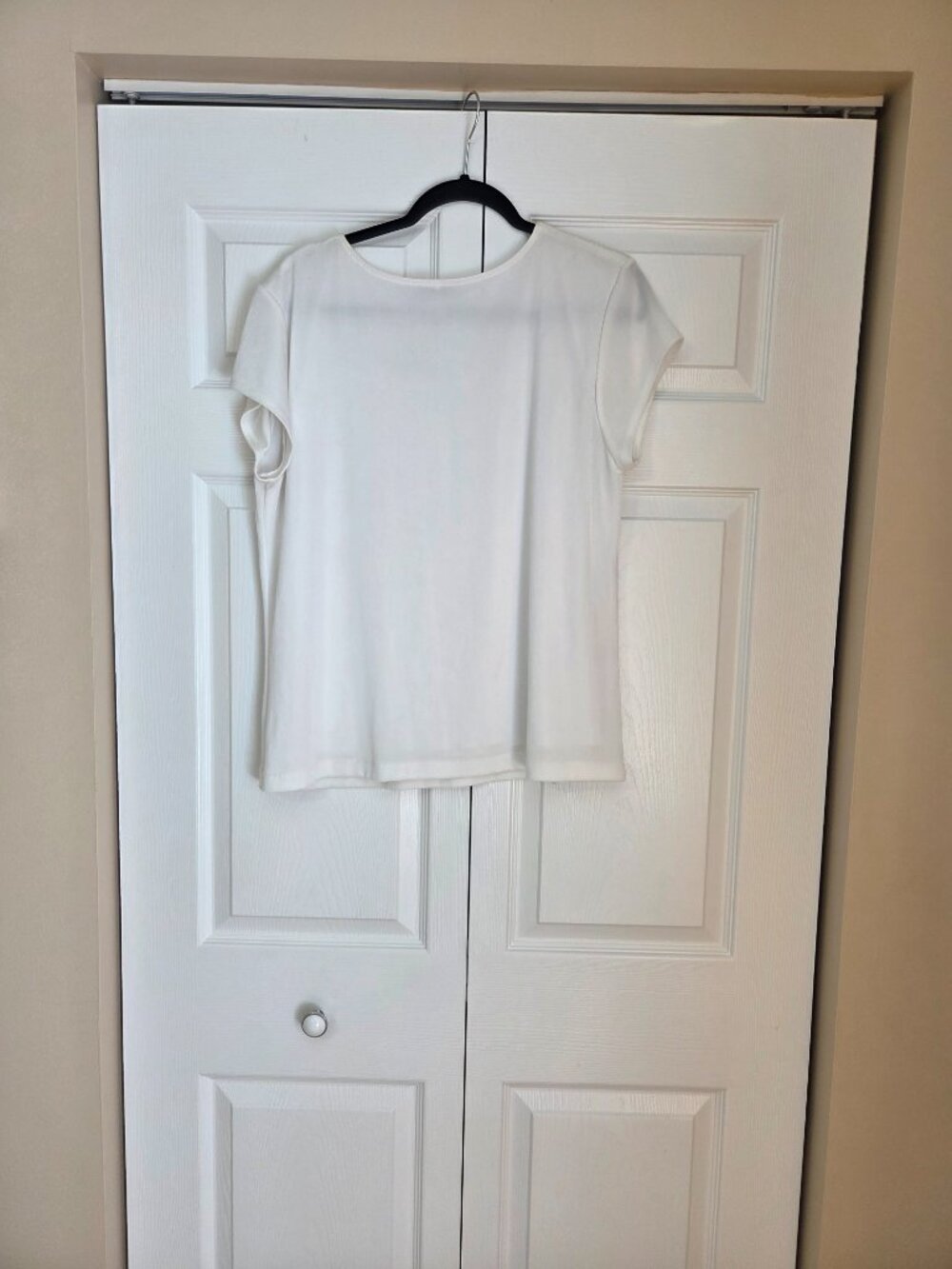 Chicos Traveler Ivory White Ombre Sequin Short Sleeve Blouse Size 3/XL/16 - Picture 6 of 7